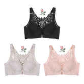 ELIZABETH® Front Fastening '5D' Stereoscopic Rose Embroidery Bra(BUY 1 GET 2 FREE)(3 PACK)