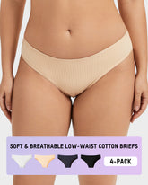 Soft & Breathable Low-Waist Cotton Briefs (4 Pack)
