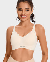 Seamless Comfort Smoothing Push Up Wireless Jelly Bra with Wavy V-Neck