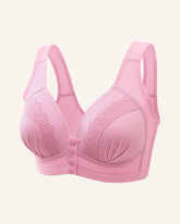 Front Button Breathable Skin-Friendly Cotton Bra-Pink