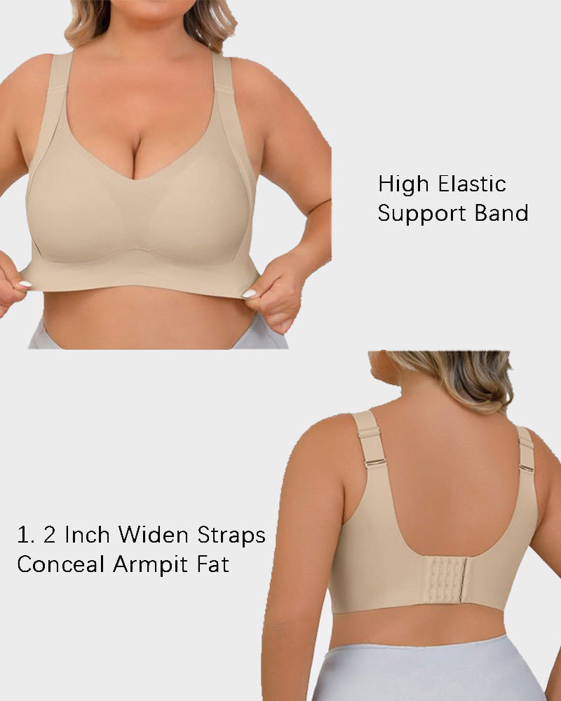 Enhanced W Support Adjustment Comfort Bra-Skin+Grey