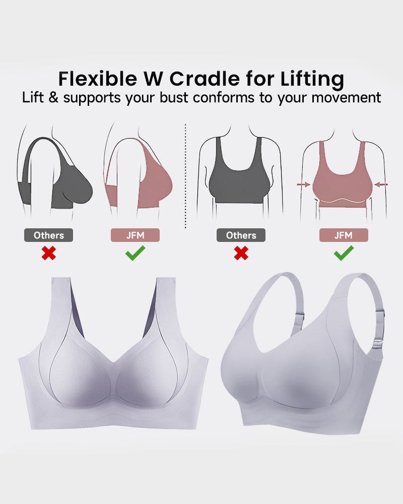 Enhanced W Support Adjustment Comfort Bra-Skin+Grey