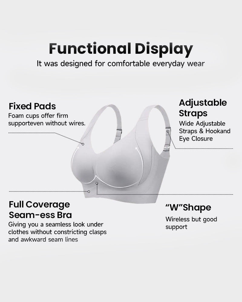 Enhanced W Support Adjustment Comfort Bra-Skin+Grey