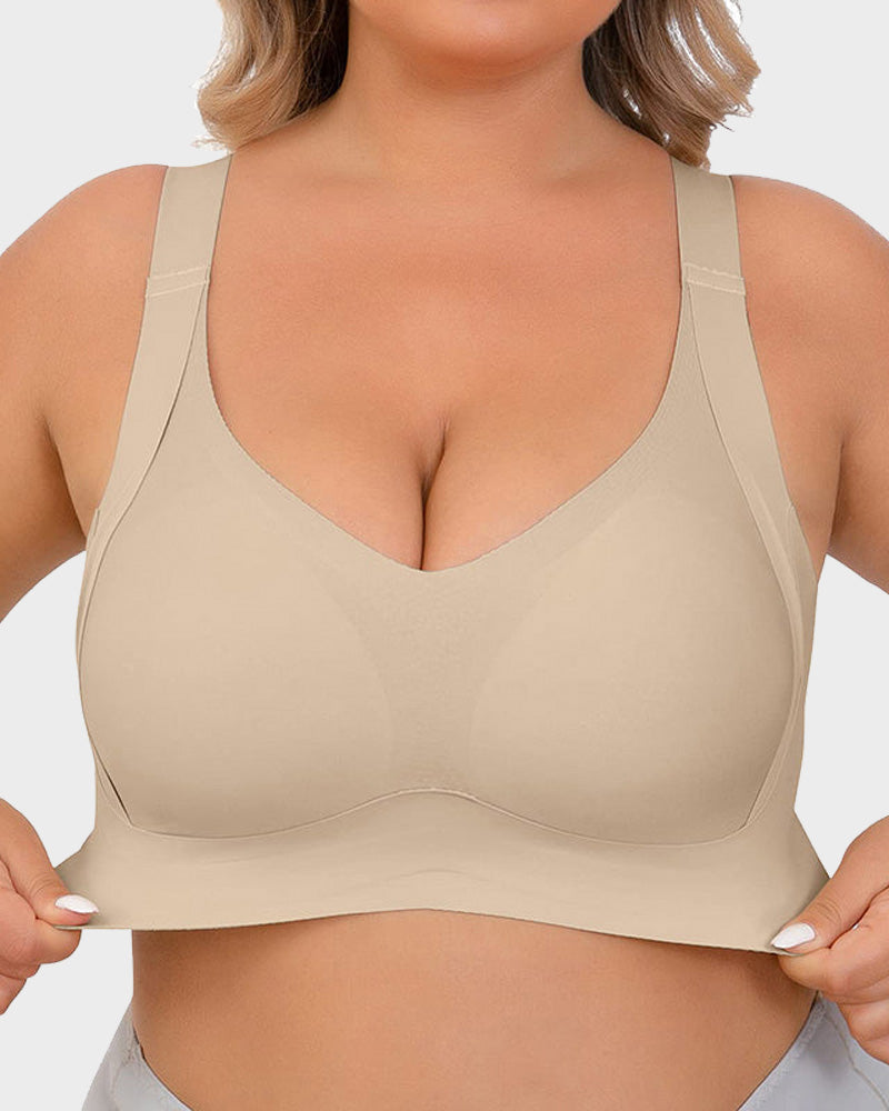Enhanced W Support Adjustment Comfort Bra-Skin+Grey