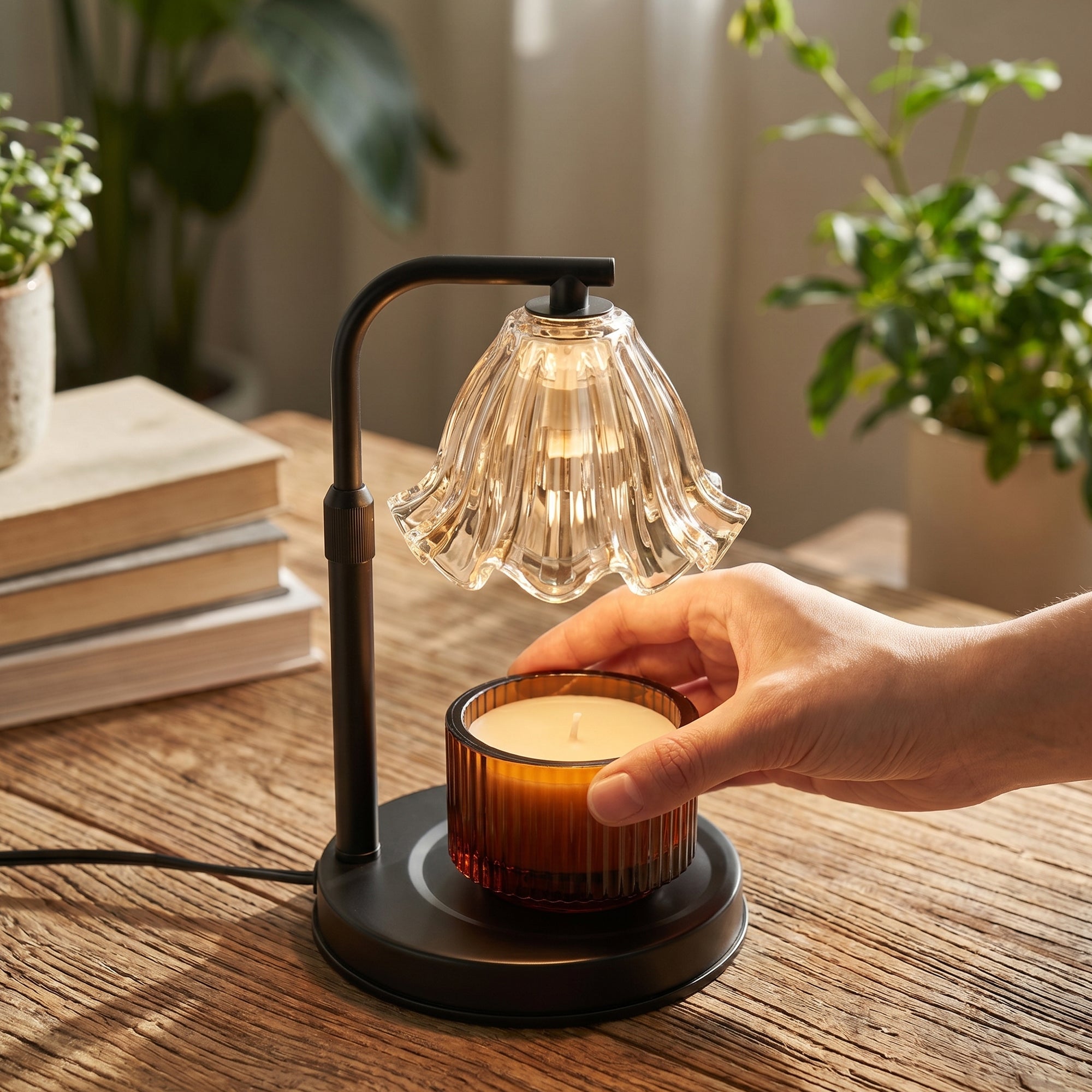 Flower Candle Warmer Lamp with Timer, Dimmable Candle Lamp Warmer, Height Adjustable Candle Lamp, Gifts for Women Her, House Warming Gifts New Home Decor, Daffodil Wax Warmer for Yankee Candles