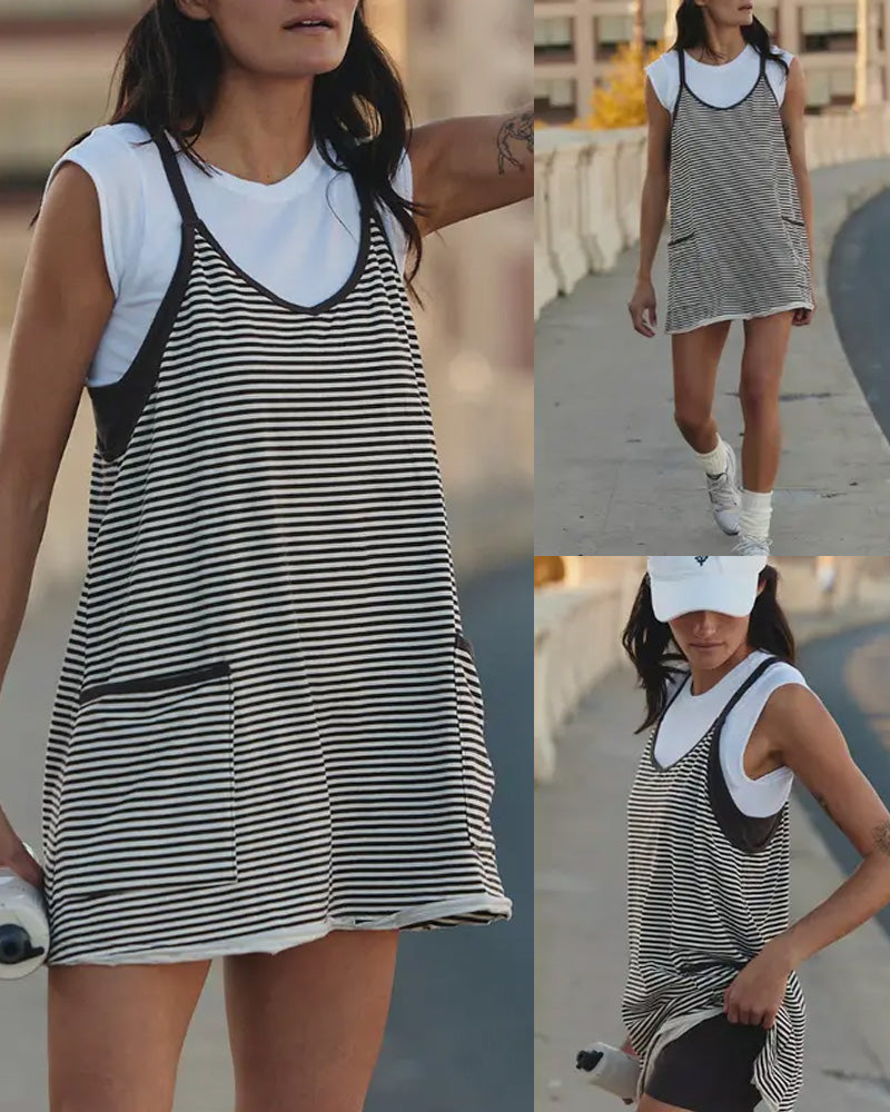 All-Day Comfort Romper Dress with Built-In Shorts