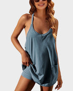 All-Day Comfort Romper Dress with Built-In Shorts