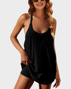 All-Day Comfort Romper Dress with Built-In Shorts