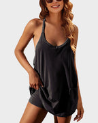All-Day Comfort Romper Dress with Built-In Shorts