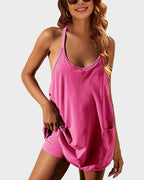 All-Day Comfort Romper Dress with Built-In Shorts