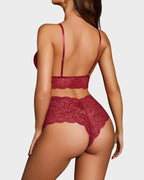 3-Piece Lace Bralette Sleepwear Set with Robe
