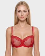 Lace Underwire Unlined Sheer Demi Balconette Bra