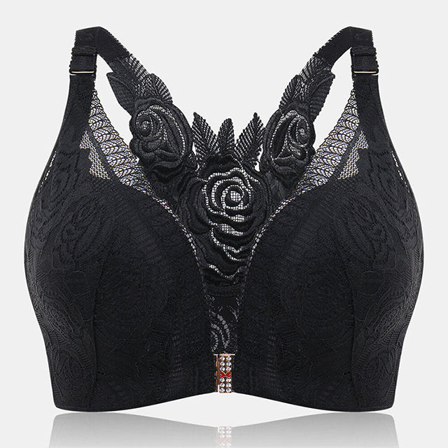 ELIZABETH® Front Fastening '5D' Stereoscopic Rose Embroidery Bra（BUY 1 GET 2 FREE）(3 PACK)
