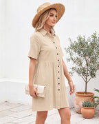 Button-Down A-Line Mini Dress
