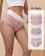 6-Pack Soft Cotton Heart Print High-Waist Panties