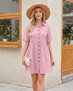 Button-Down A-Line Mini Dress