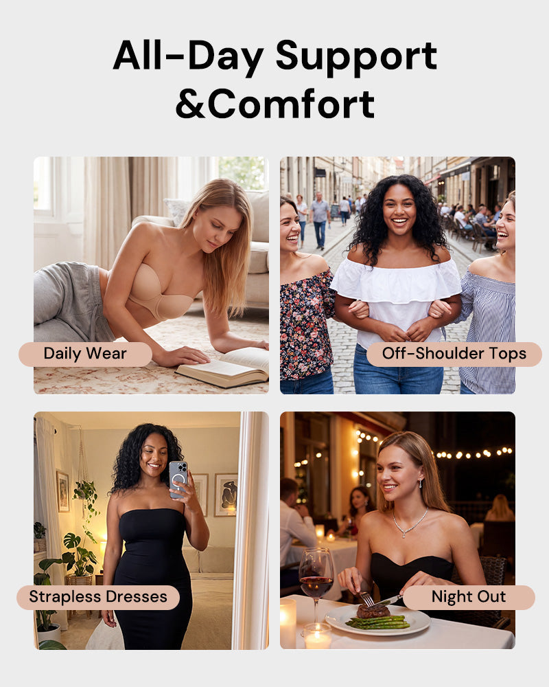 No-Slip Strapless Full Support Bra
