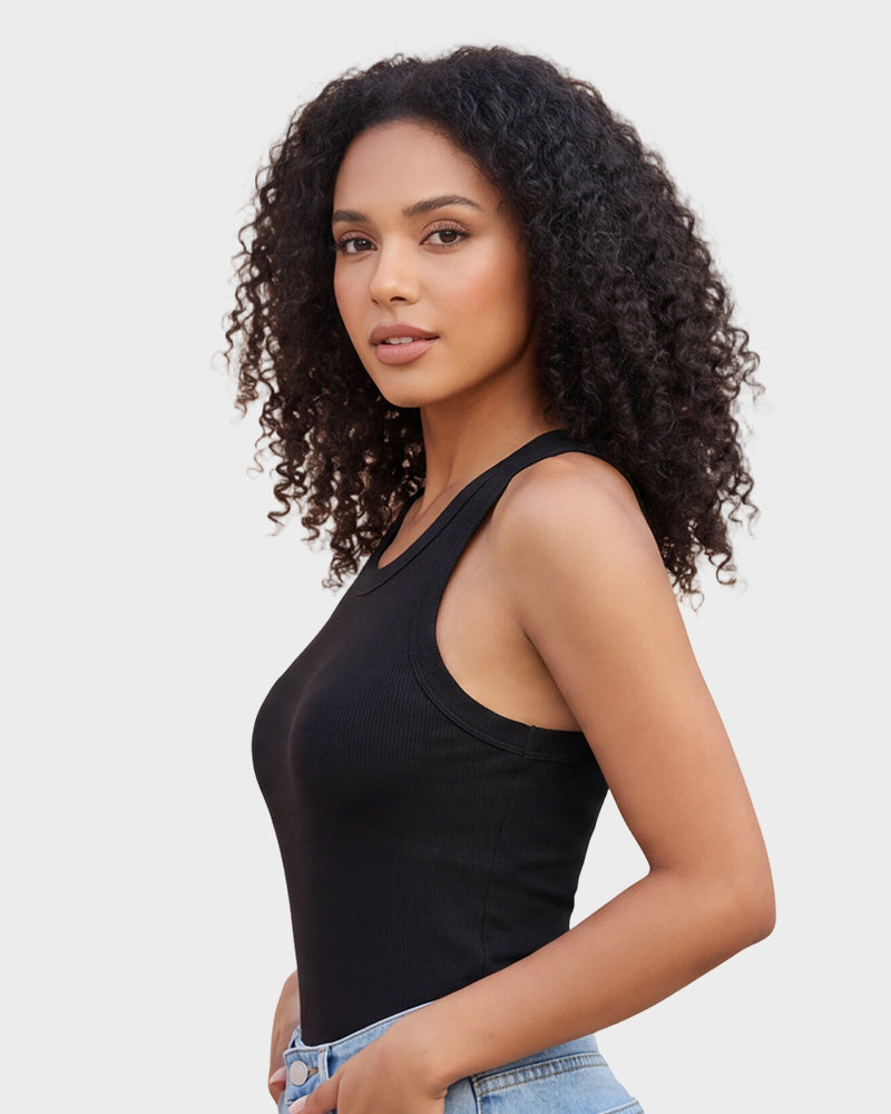 Built-In Bra Ribbed Tank Top for Everyday Wear