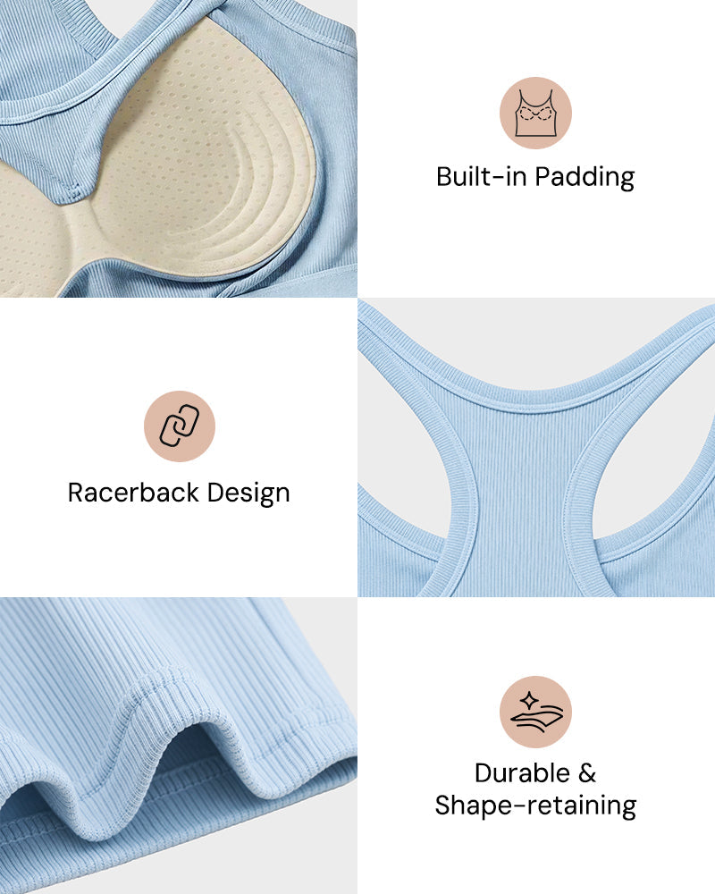 Built-In Bra Seamless Ribbed Tank Top