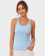 Built-In Bra Seamless Ribbed Tank Top