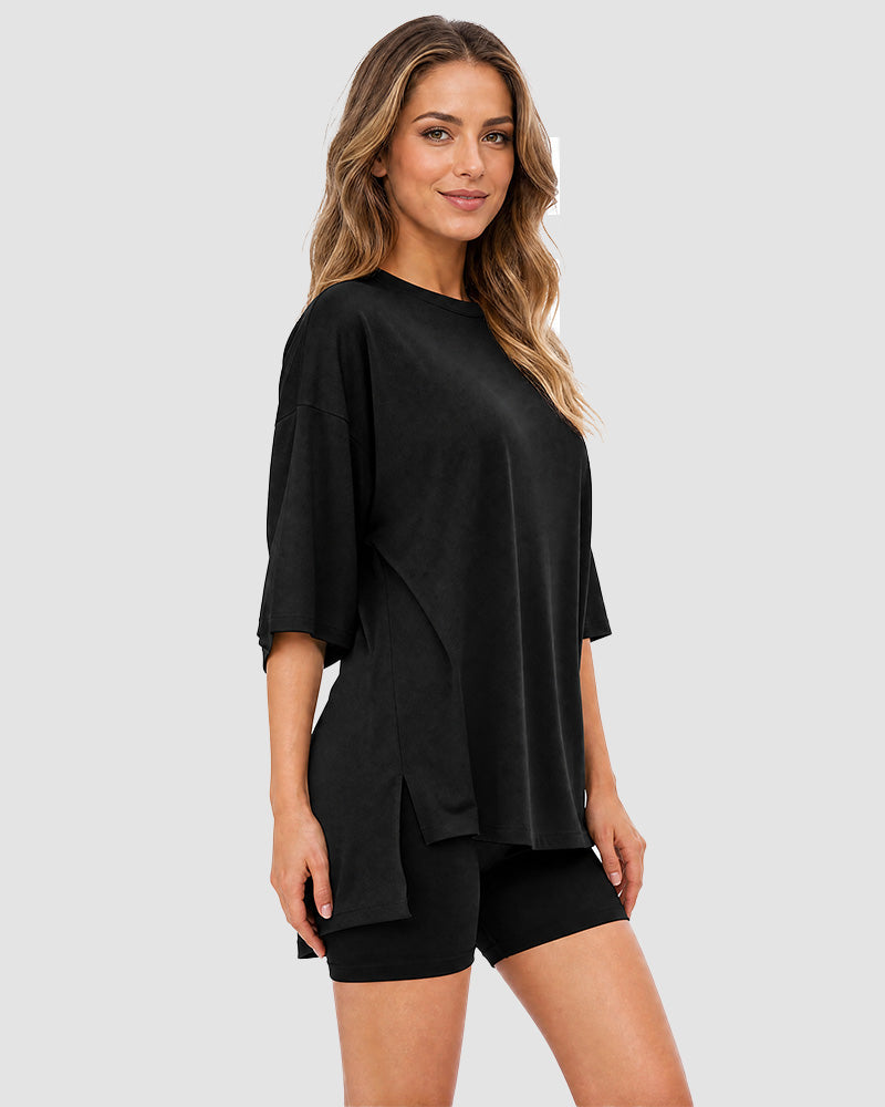2-Piece Biker Short Lounge Set for Everyday Wear