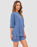 2-Piece Biker Short Lounge Set for Everyday Wear