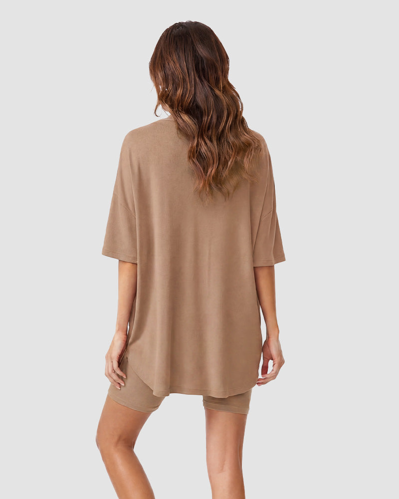 2-Piece Biker Short Lounge Set for Everyday Wear