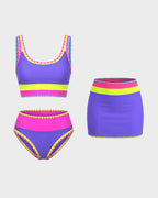 Sporty Colorblock Bikini Set (3-Piece)