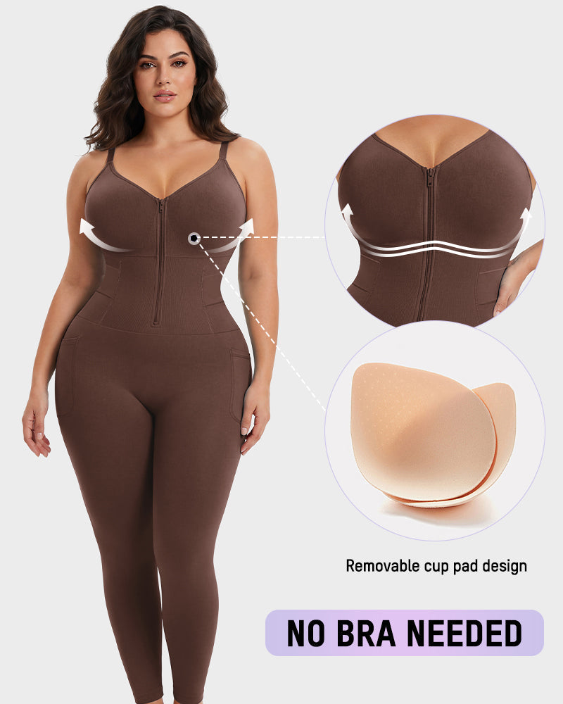 Easyslide™ Deep V Front Zip Full Body Shaper