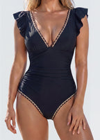 Floral V-Neck Tummy Control One-Piece Swimsuit
