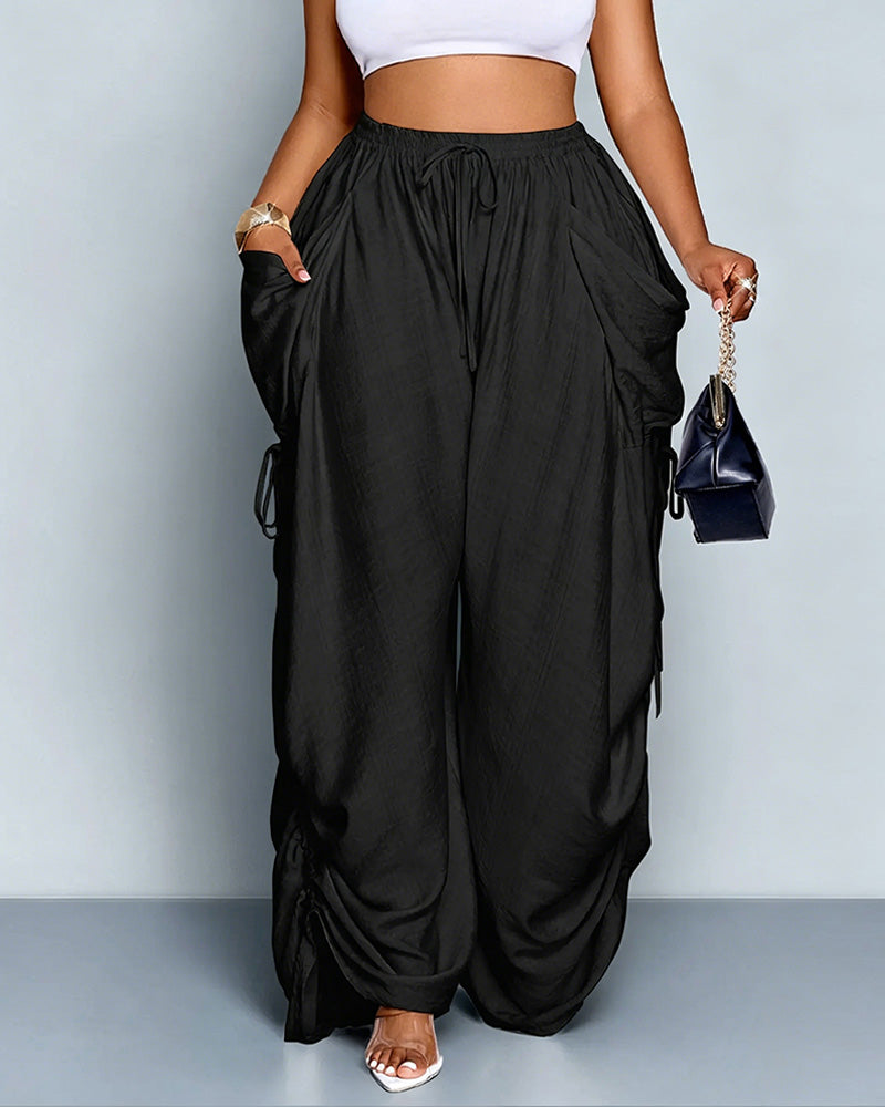High-Waist Wide Leg Pants with Relaxed Fit
