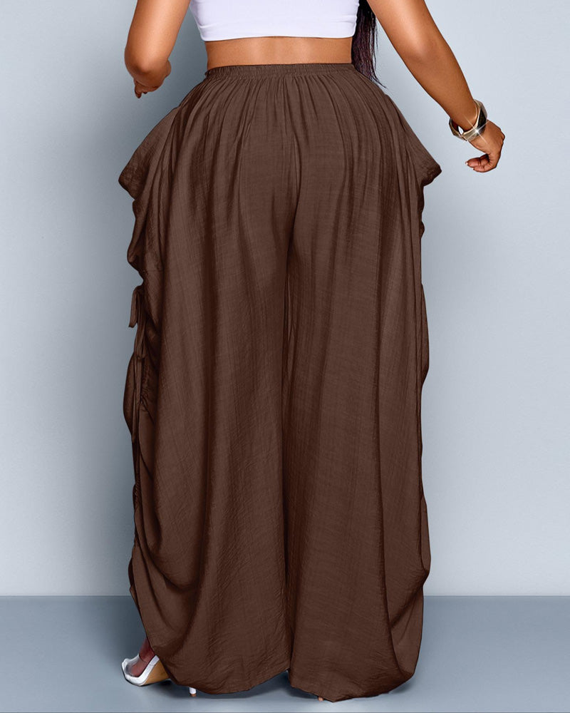 High-Waist Wide Leg Pants with Relaxed Fit