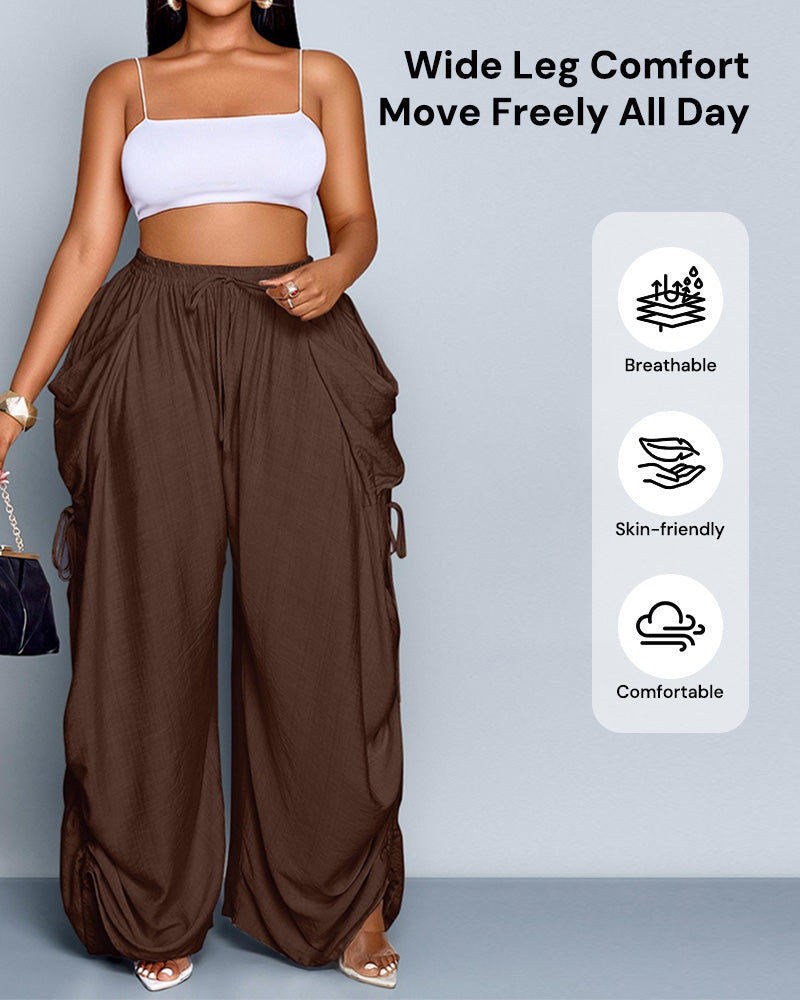 High-Waist Wide Leg Pants with Relaxed Fit