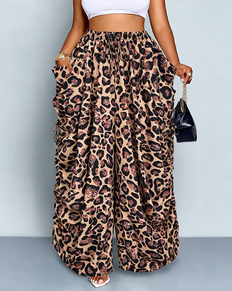 High-Waist Wide Leg Pants with Relaxed Fit