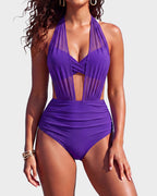 Two-Way Mesh High-Waisted Tummy Control Bikini Set