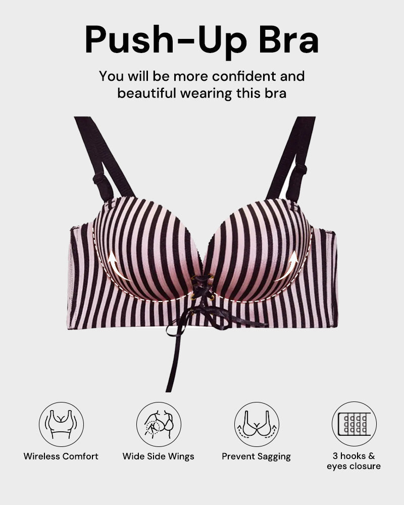 Instant Boost Lace-Up Padded Push Up Bra