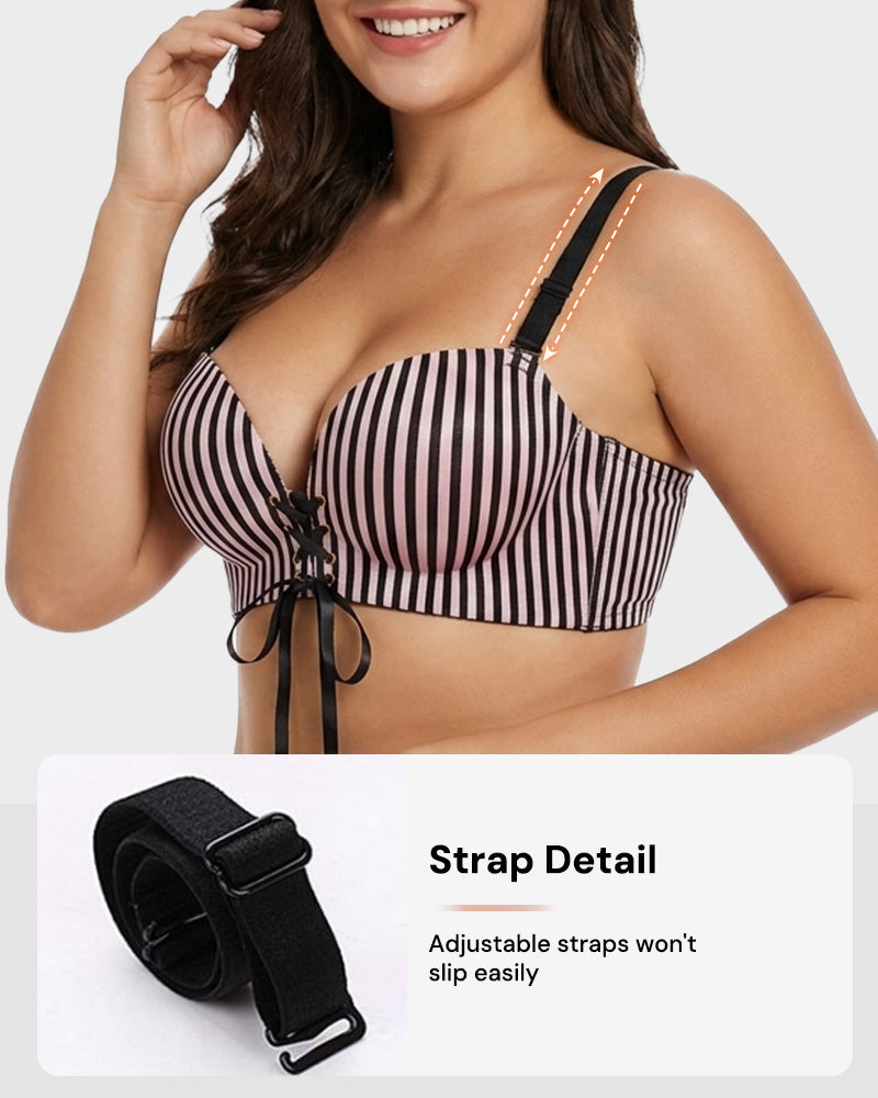 Instant Boost Lace-Up Padded Push Up Bra