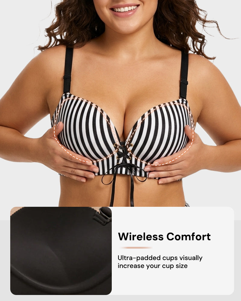 Instant Boost Lace-Up Padded Push Up Bra