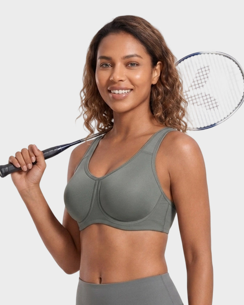 High Impact Sports Bra with External Underwire Support