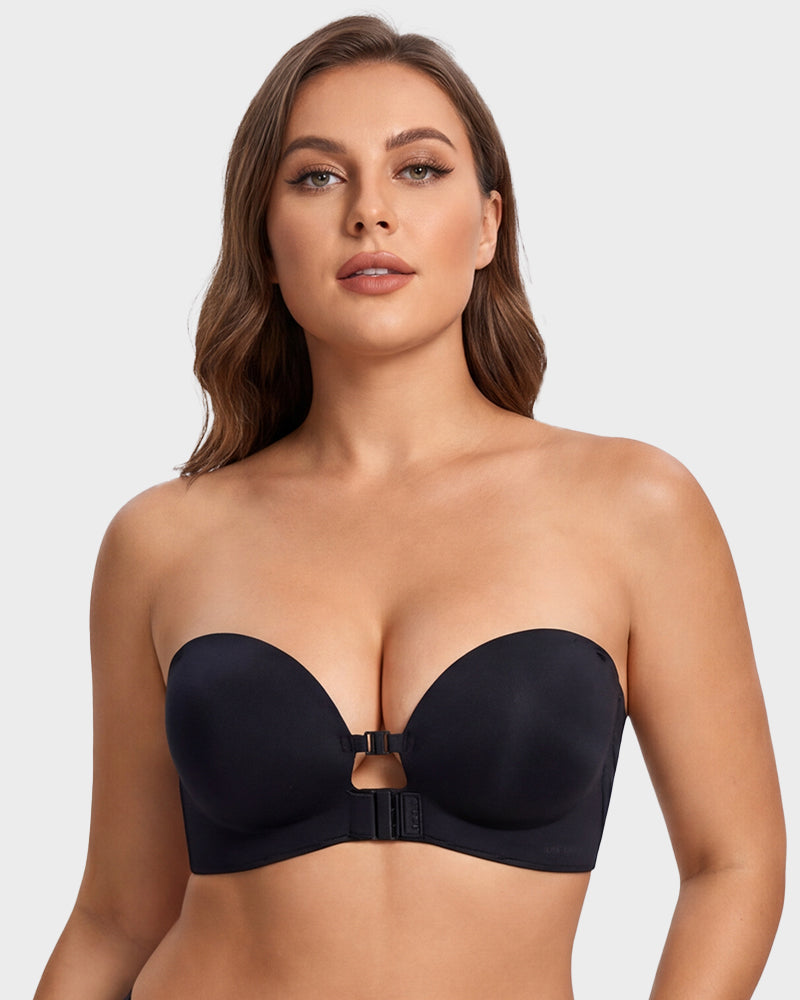 No-Slip Front Closure Strapless Push-Up Bra