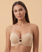No-Slip Front Closure Strapless Push-Up Bra