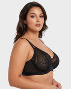 Plus Size Lace Mesh Full-Coverage Underwire Bra