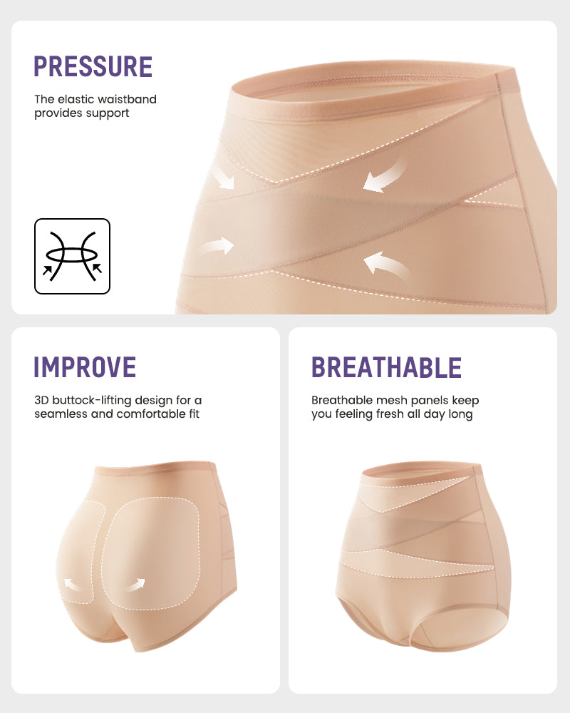 5-Pack Plus-Size High-Waist Cross Tummy Control Panties