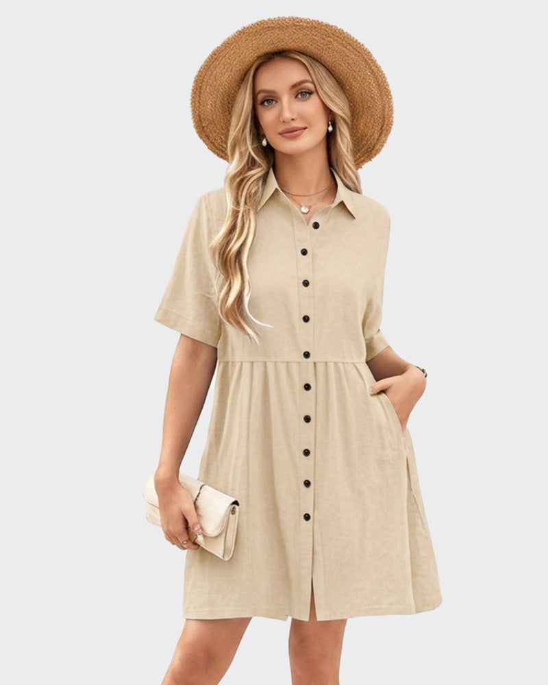 Button-Down A-Line Mini Dress