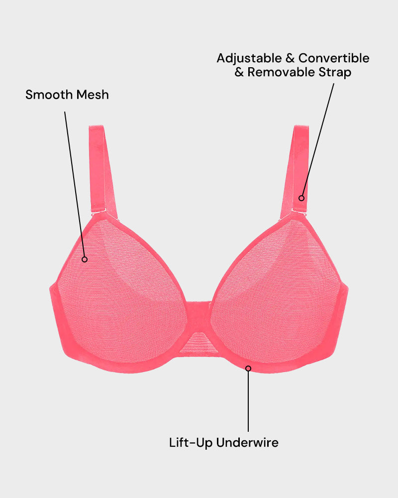 Breathable Mesh Demi Bra for Everyday Comfort