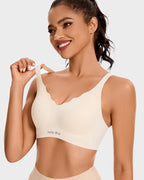 Seamless Comfort Smoothing Push Up Wireless Jelly Bra with Wavy V-Neck