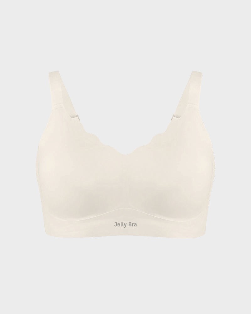 Seamless Comfort Smoothing Push Up Wireless Jelly Bra with Wavy V-Neck
