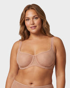 Sheer Unlined Dot-Mesh Balconette Bra