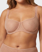 Sheer Unlined Dot-Mesh Balconette Bra