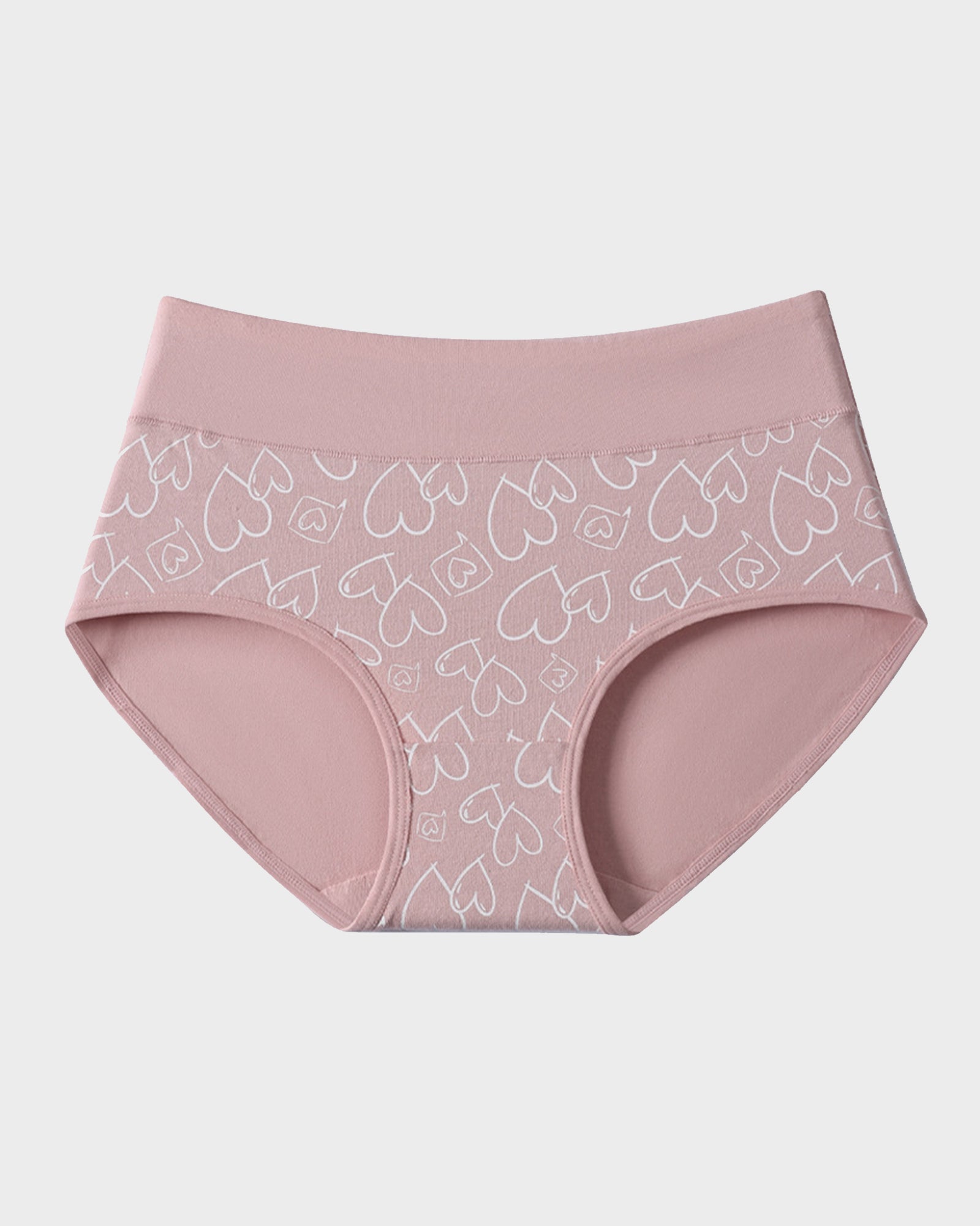 6-Pack Soft Cotton Heart Print High-Waist Panties